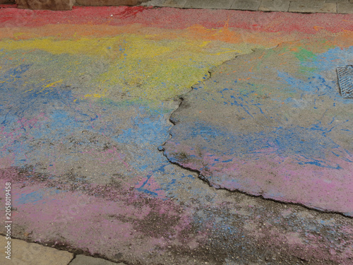 street painted with rainbow