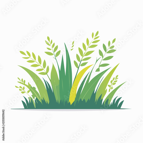 Stylized Green Grass and Leaves Illustration