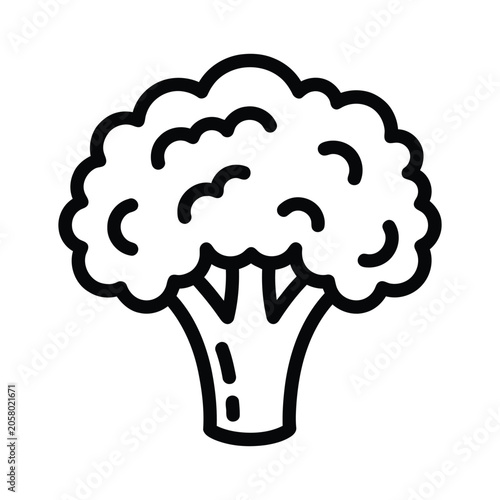 Fresh broccoli vegetable line icon with broccoli vegetable nutrition vegetarian ingredient