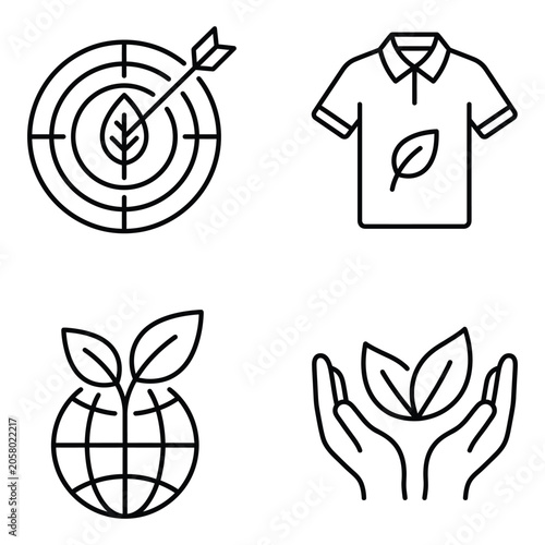 Set of environmental sustainability icons showing nature protection and eco friendly concepts