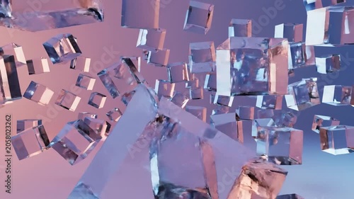 Abstract floating translucent glass cubes in space