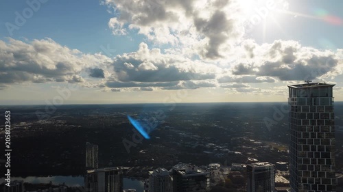 Aerial Rise Above Waterline Tower Rooftop Austin Texas Tilt Down Part 2 of 6