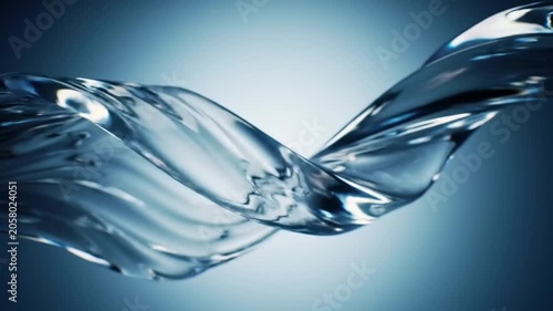 Abstract flowing blue water wave on clean background