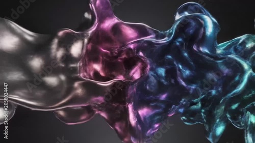 Abstract flowing liquid metal in gold green and blue