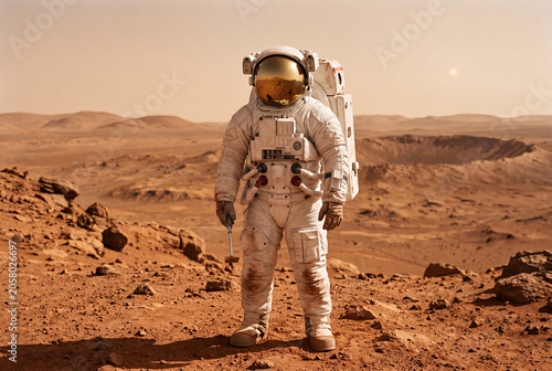 astronaut standing on Mars 