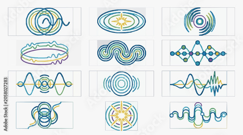 Photography Scientific Waveforms and Quantum Physics Diagrams Collection.