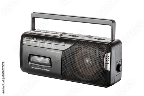 Foto Vintage retro portable radio cassette recorder isolated on white background
