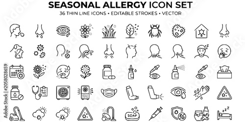 Tableau sur toile Seasonal allergies thin line icon