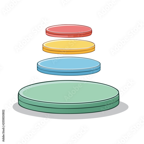Stacked colorful bowls 3D render