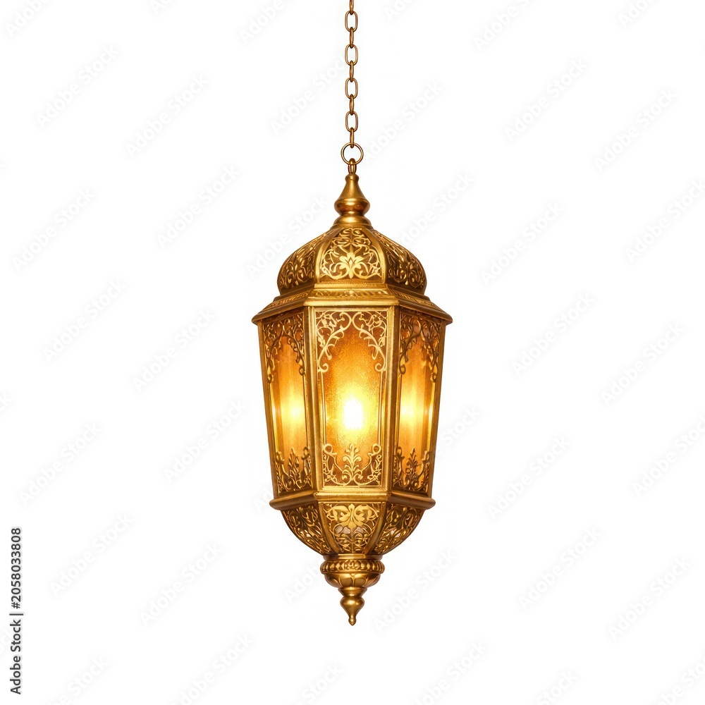 Obraz premium Elegant ornate golden hanging lantern