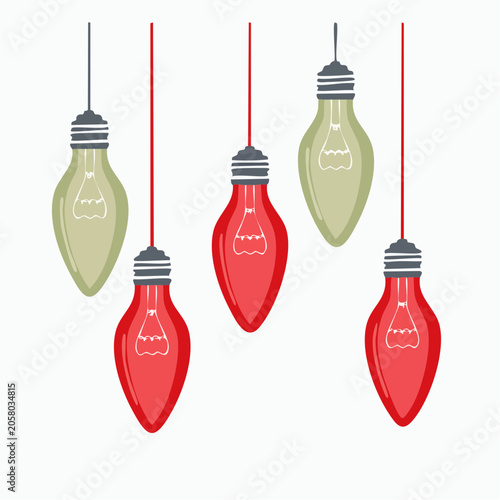 Red and Green Christmas Light Bulbs Hanging