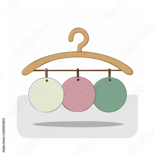 Wooden clothes hanger with price tags illustration