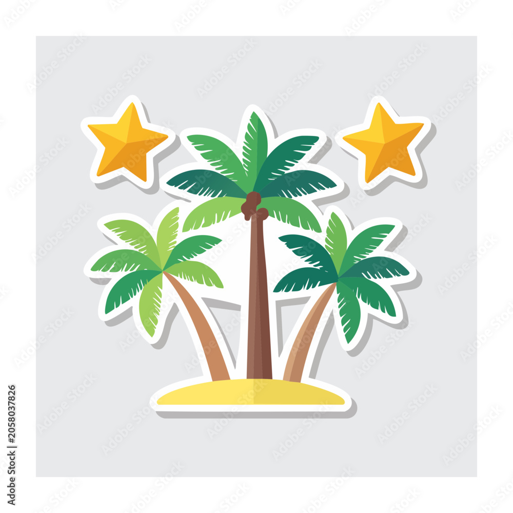 Fototapeta premium Tropical palm trees and stars illustration