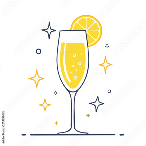 Flat design yellow lamp with stars and moon