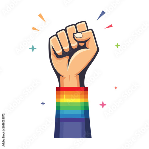 Hand with rainbow peace sign vector