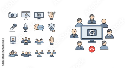 Foto People on video conference call.