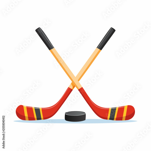 Ice Hockey Sticks and Puck