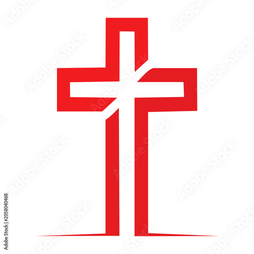 Red Christian cross symbol on white background