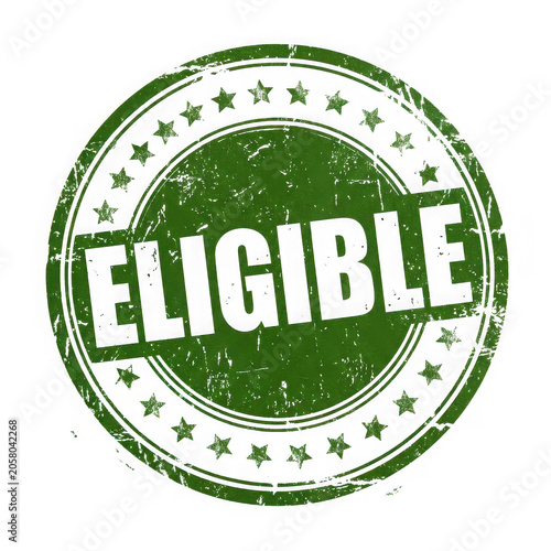 Eligible stamp badge with green and white colors
