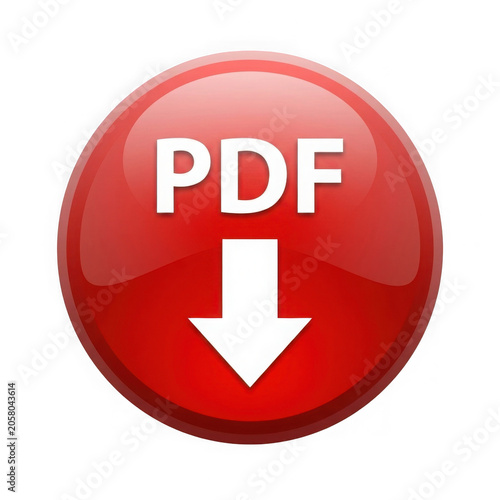 Red circular download button with pdf icon