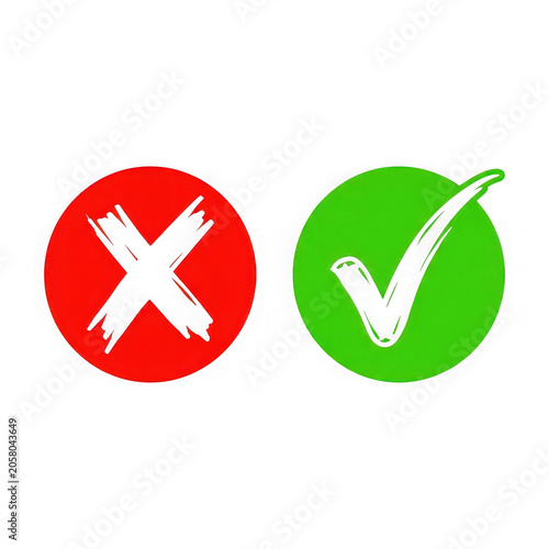 Red cross and green checkmark icons on white background
