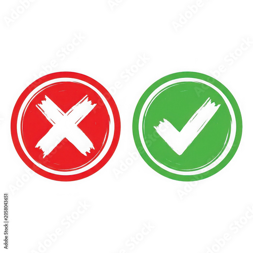 Red cross and green checkmark approval icons