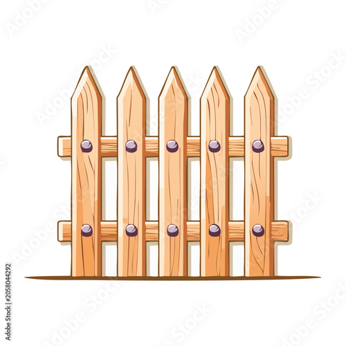 Cartoon Wooden Picket Fence Illustration