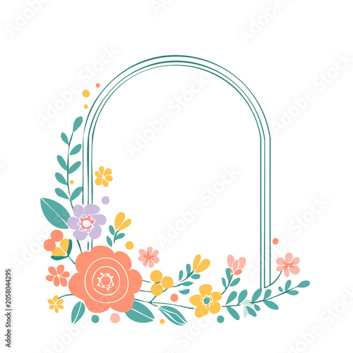 Colorful floral arch frame illustration