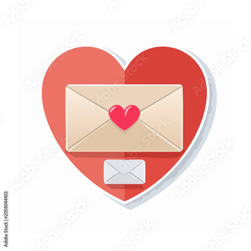 Heart with love letter envelope illustration