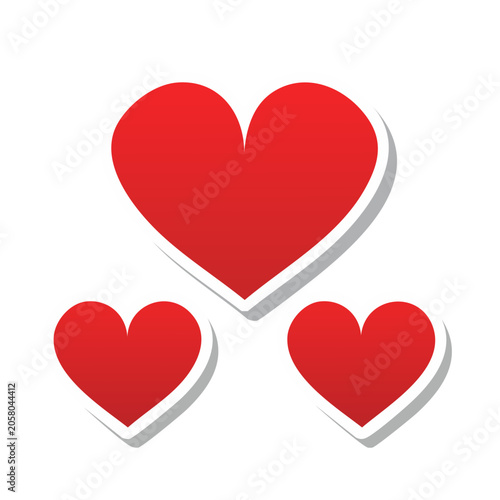 Red heart icons with transparent background