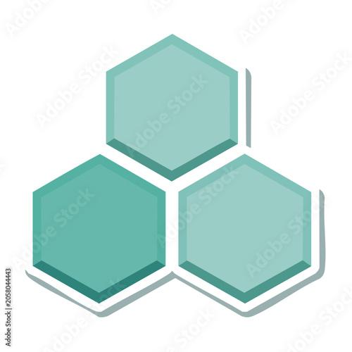 Teal Hexagon Cluster Icon on Transparent Background