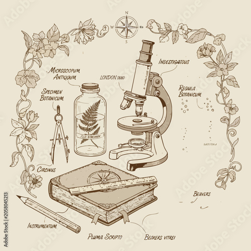 Hand drawn vintage illustration set of icons and design elements collection with retro doodle symbols music wine and christmas objects