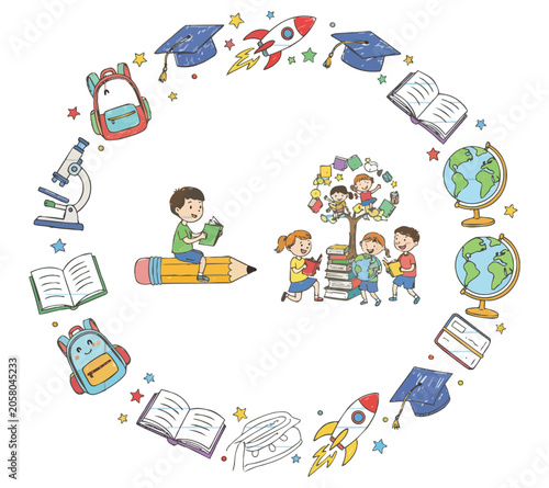 Social network concept illustration set of social media communication and internet technology icons vector design