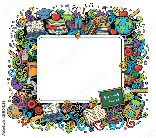 Back to School frame school stationery border
