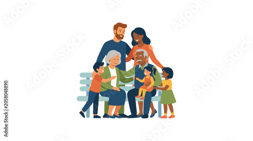 Tableau sur toile A multi-generational family portrait featuring grandparents parents and children together