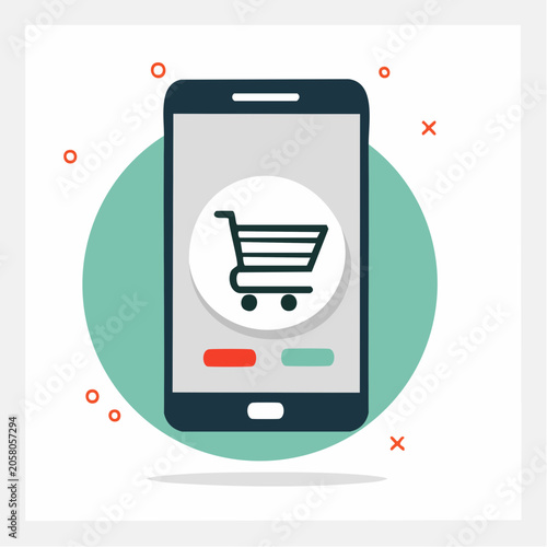 Smartphone with Shopping Cart Icon