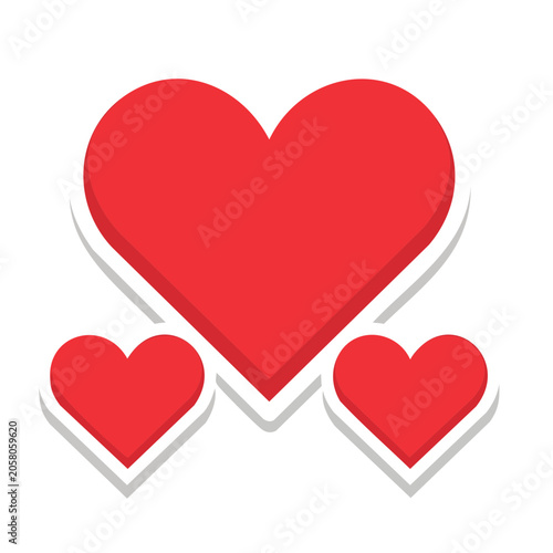 Red heart icon with two smaller hearts