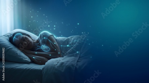 Brain and Heart Recovery During Deep Sleep Illustration