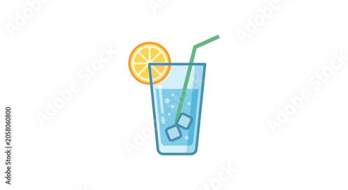 A refreshing glass of cold lemonade with ice cubes and a lemon slice.