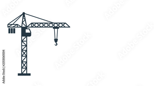 Photos A detailed black silhouette of a tower crane isolated on a white background