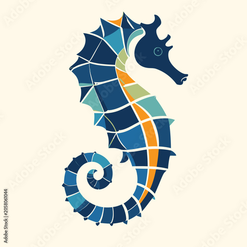 Mosaic Seahorse Oceanic Marine Life Creature.