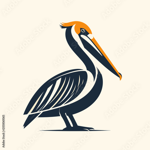Pelican Bird Closeup Side View.