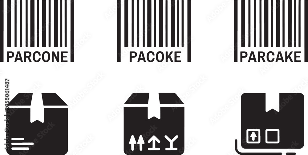 Obraz premium Packaging with barcodes and symbols black and white