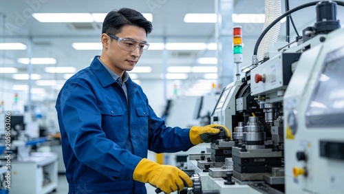Man working on machinery in factory
