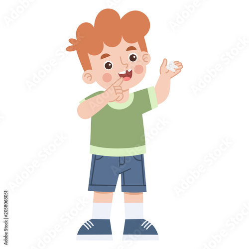 Young Boy Holding a Lost Tooth