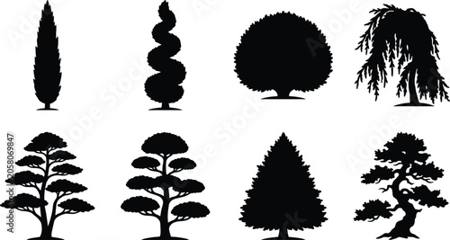 Photos Collection of professional tree and shrub silhouettes for landscaping garden des