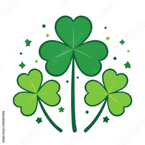 Green Shamrock Illustration with Stars