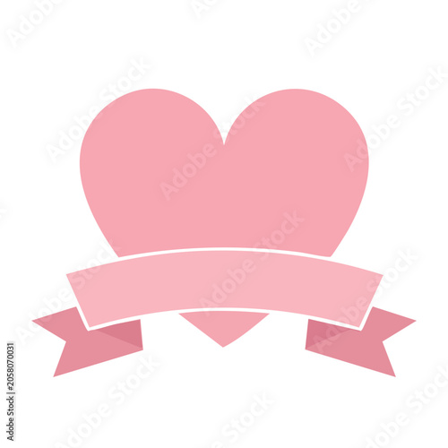 Pink heart with ribbon banner icon