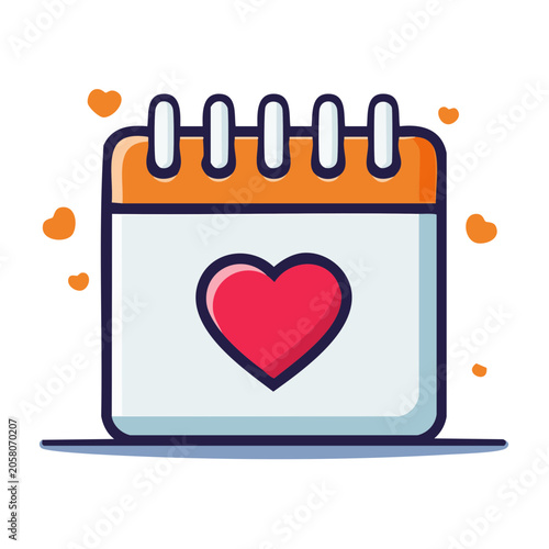 Flat design calendar with heart icon