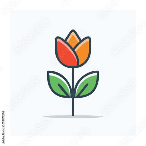 Flat design tulip flower icon